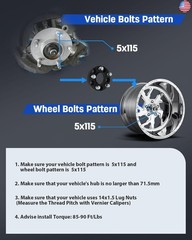 ECCPP 4PCS 5×115 to 5×115 Wheel Spacers Hub Centric 1 inch 5 Lug 14×1.5 71.5mm