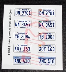1980 – 1984 ILLINOIS miniature LICENSE PLATES for 1/25 scale MODEL CARS