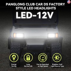 Panglong Club Car DS LED Headlight Kit with Adapter Wire, Factory Style LED
