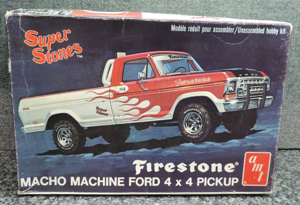 Vintage AMT Super Stones 1978 Ford 4×4 Pickup 1/25th Model Kit Box #2707