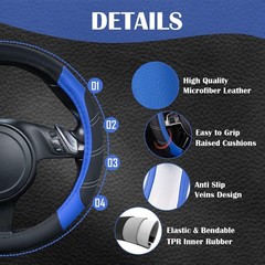Car Pass Line Rider Microfiber Leather Sporty Steering Wheel Cover Universal