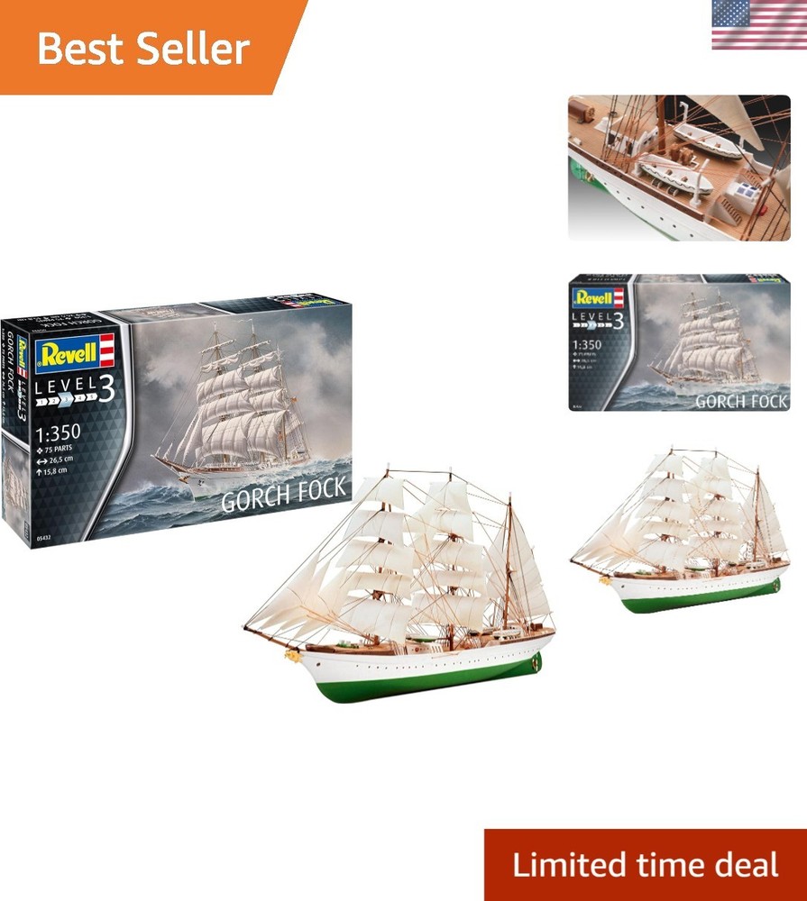 Gorch Fock Plastic Model Kit – 1:350 Scale, 75 Pieces for Crafting Delights