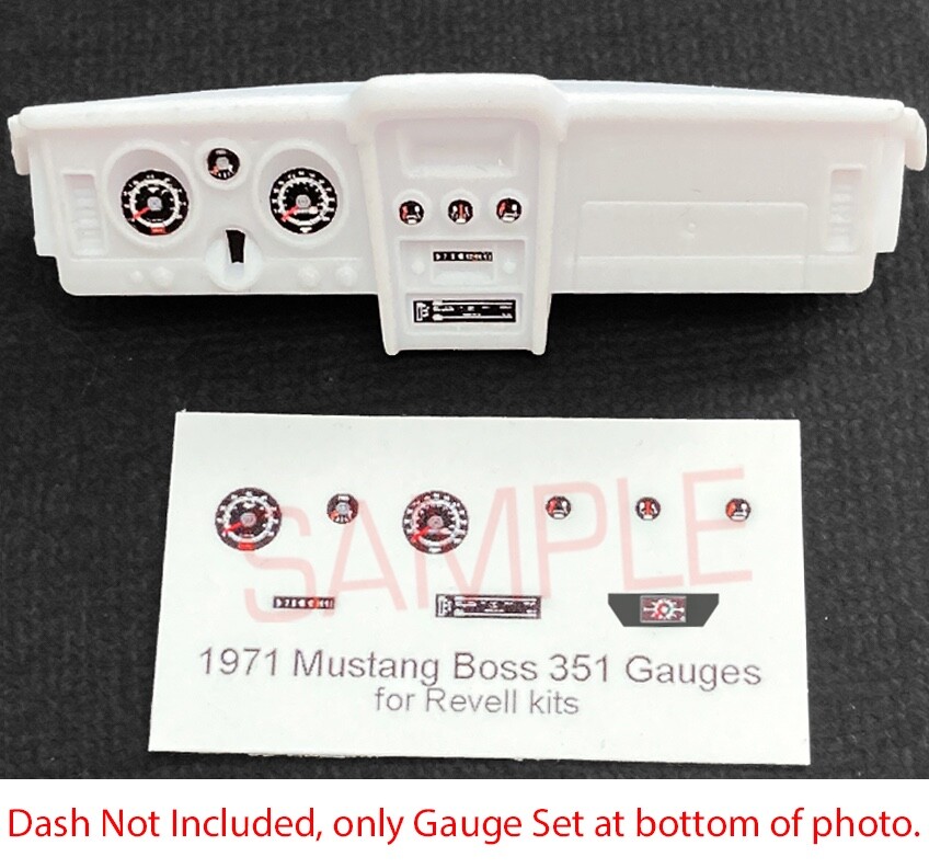 1971 FORD MUSTANG BOSS 351 GAUGE FACES for 1/25 scale REVELL kits—PLEASE READ