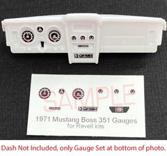 1971 FORD MUSTANG BOSS 351 GAUGE FACES for 1/25 scale REVELL kits—PLEASE READ