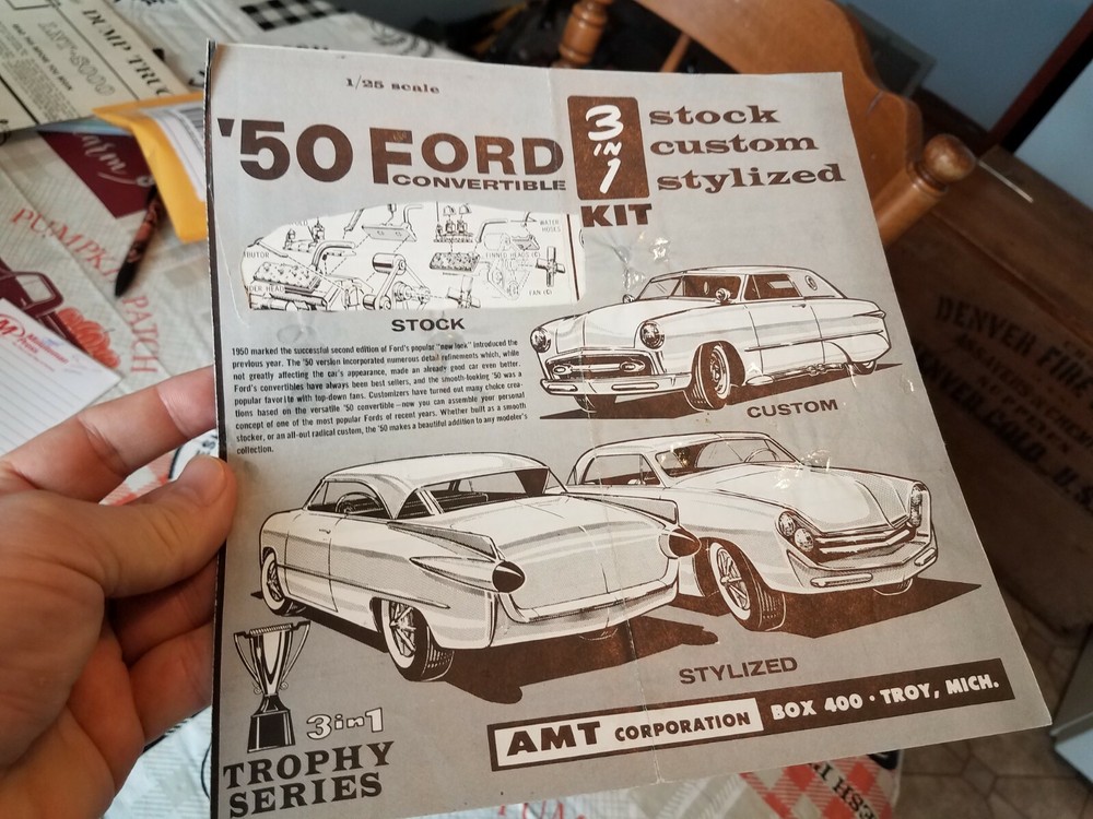 1950 Ford Convertible AMT 3 in 1 Trophy Series Model Car Instructions From 1962