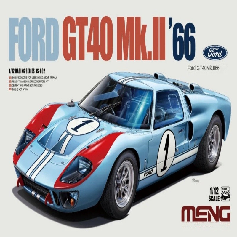 MENG 1/12 Scale FORD GT40 MK,ll “66 RACING SERIE RS-002 Model Kit