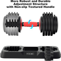 Adjustable Dumbbell Set, 10-In-1 25LB/55LB Ajustable Dumbbells with Safe Locking