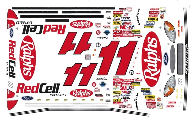 #11 Brett Bodine RedCell Taurus 2002 1/24th – 1/25th Scale Waterslide Decal