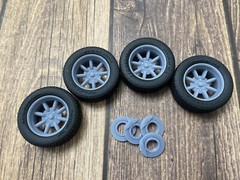 1/24 Scale: 17-inch Minilites model car wheels/tires. Resin; 3D Print