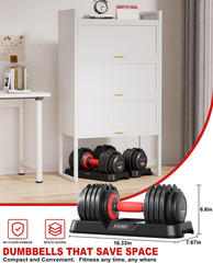 Adjustable Dumbbell Set, 10-In-1 25LB/55LB Ajustable Dumbbells with Safe Locking