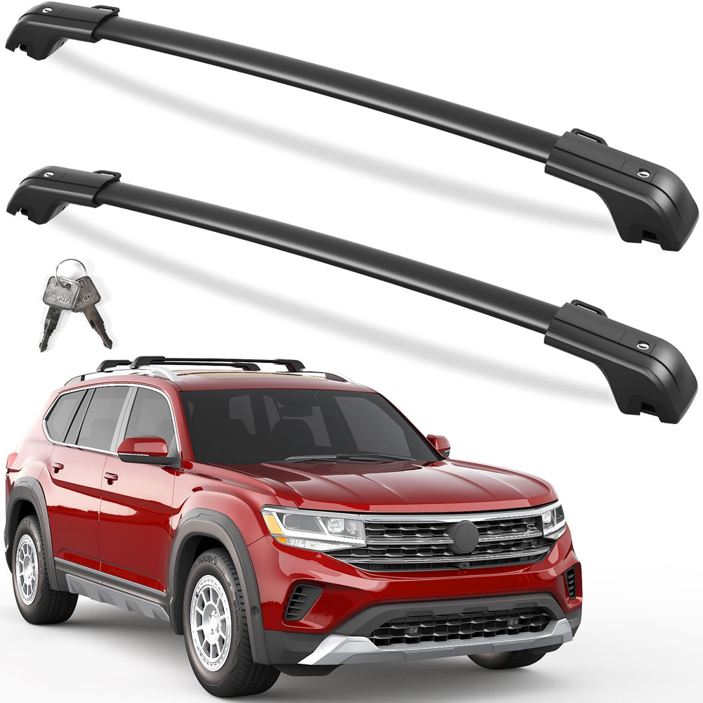 KINGGERI Roof Rack Cross Bars Fits VW Atlas 2017-2026 Raised Rail Lockable 330lb