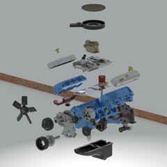 1/25 Scale Resin 3D Printed Pontiac 400-455 Tri-Power Engine with transmission