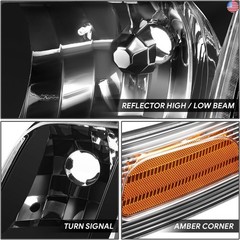 DNA MOTORING Pair of OE Style Headlights Compatible with 98-11 Ford Crown