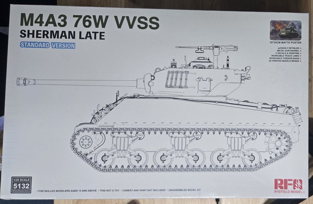 1/35 Rye Field RM‑5132 M4A3(76)W VVSS Sherman Late Standard Version – Sherman