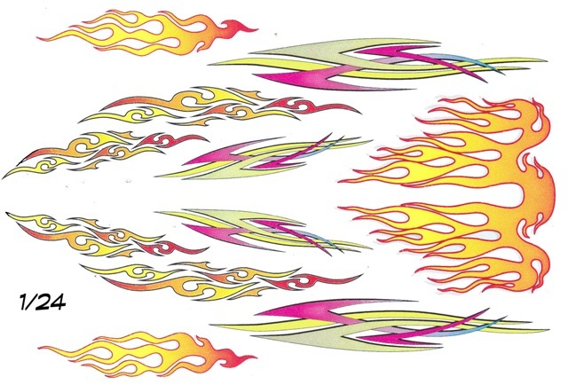 Modern Hot Rod Flames & Graphics 2 1/25th – 1/24th Scale Waterslide Decals white