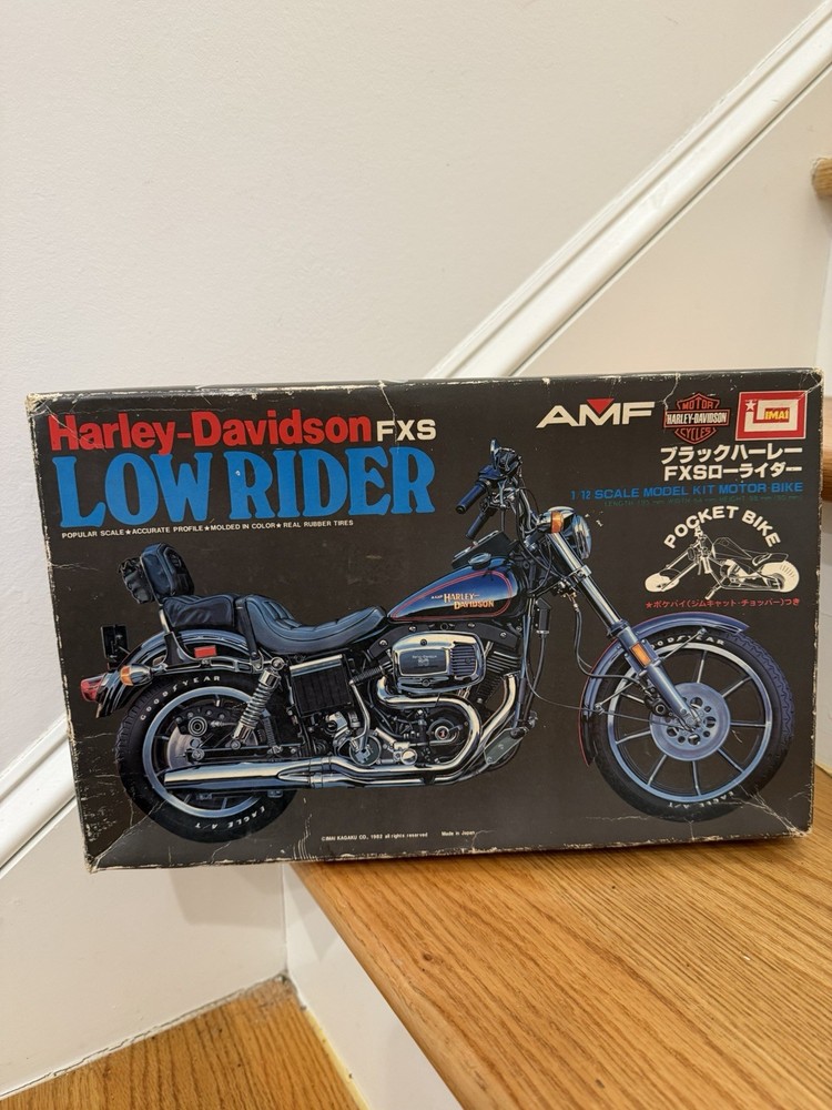 vintage Imai Harley Davidson FXS Low Rider 1/12th model kit 1982 open box