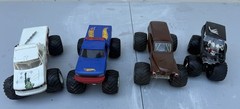4 Vintage MONSTER TRUCK Model Truck Junk Yard Plastic Scale