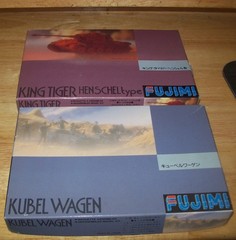 1/76 FUJIMI WW2 GERMAN KING TIGER HENSCHEL TANK & KUBELWAGEN MOTORCYCLE GUN CREW