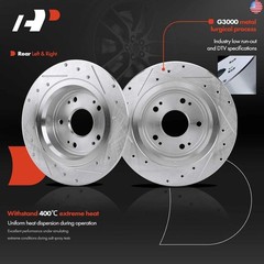 A-Premium 11.09 inch (282 mm) Rear Drilled and Slotted Disc Brake Rotors +