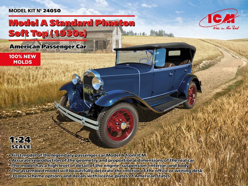 1:24 ICM KIT Model A Standard Phaeton Soft Top 1930S american Kit ICM24050 MMC