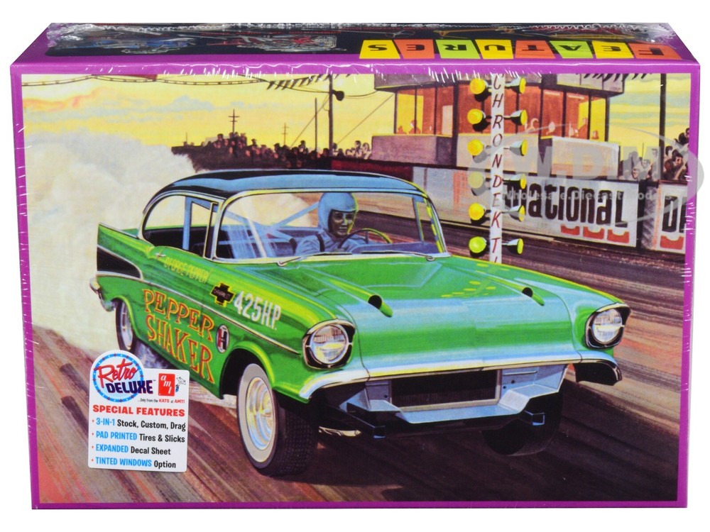SKILL 2 MODEL KIT 1957 CHEVROLET BEL AIR PEPPER SHAKER 3-IN-1 1/25 AMT AMT1360