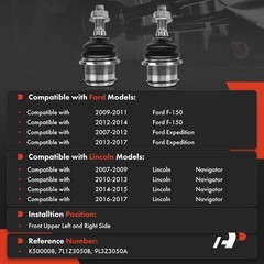 A-Premium 2 x Front Lower Ball Joint, Compatible with Ford F-150 2009-2014,