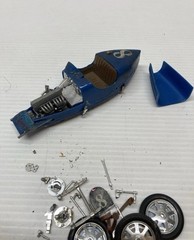 Vintage Plastic Merit Built Model Kit Racing Car Missing Wheel Blue 20s Race Car