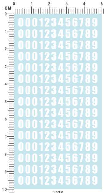 White 5mm Impact Font 0-9 Numbers Military Car Figure Markings Water Slide Decal