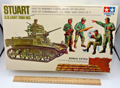 Tamiya MRC 1/35 US Light Tank M3 Stuart Model Kit MM342 w/ Crew Vintage 1975