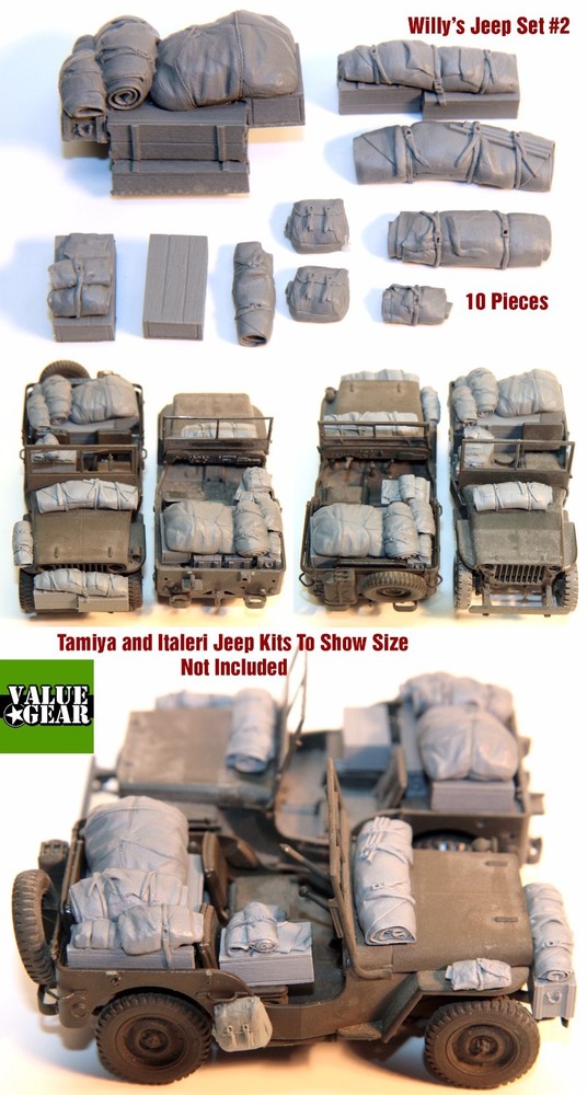 1/35 Scale Willys Jeep Set #2 – 10 Pieces – Resin Stowage ValueGear