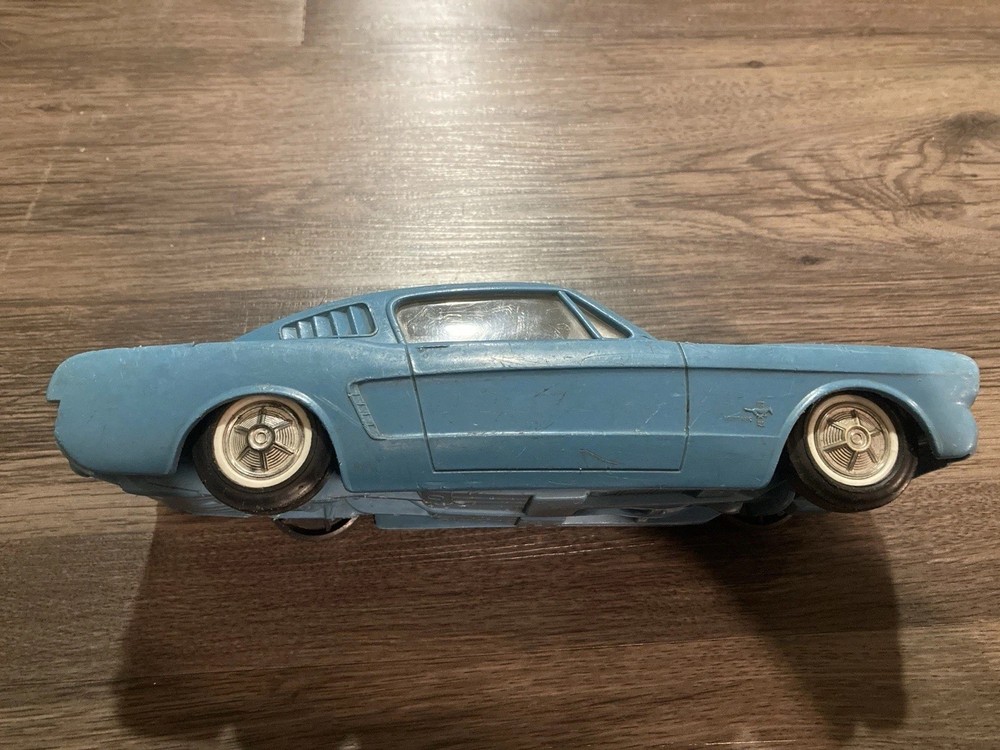 Vintage Wem-Mac 1967 Ford Mustang Fastback 2+2 GT 1/12 Plastic Promo Car Blue