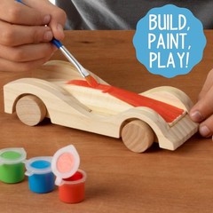 Build & Paint Your Own Wooden Cars: 42-Piece Craft Kit for Fun Creativity