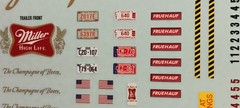 Miller Beer Semi Trailer Waterslide Decal Sheet High Life 1/25 AMT Fruehauf Van