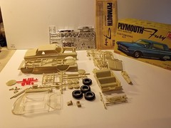 Vintage Johan 63 Plymouth Fury Nice. Complete kit 1.25 scale. open box. nice