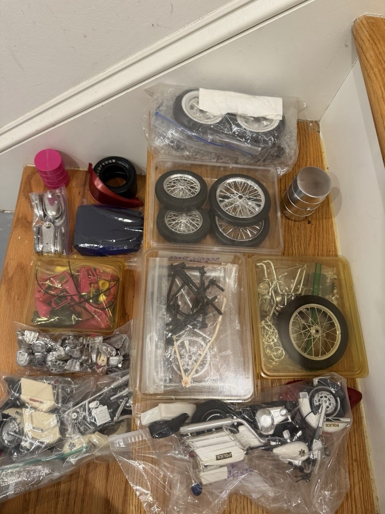 Vintage Model Motorcycle Parts Lot Misc Tires Engines And More
