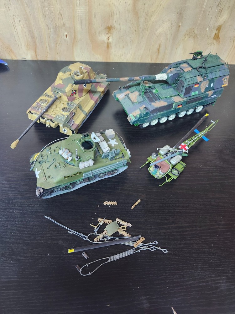 Tank Lot / Assorted Tanks & Helicopter Model Parts lot / Read Description