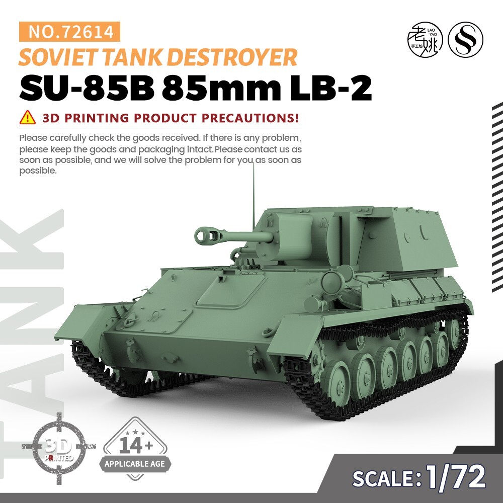 SSMODEL 1/72 25mm Military Model Kit Soviet SU-85B 85mm LB-2 Tank Destroyer