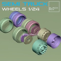 1:25-1:24 Scale Resin Semi Truck-Dually Rims and Tires With Brakes