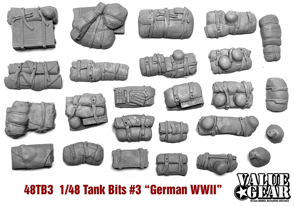 1/48 48TB3 Germany WWII Tank Bits – Value Gear Resin Stowage (25 Pieces)