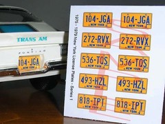 1975 – 1979 NEW YORK miniature LICENSE PLATES for 1/25 scale MODEL CARS—PLS READ