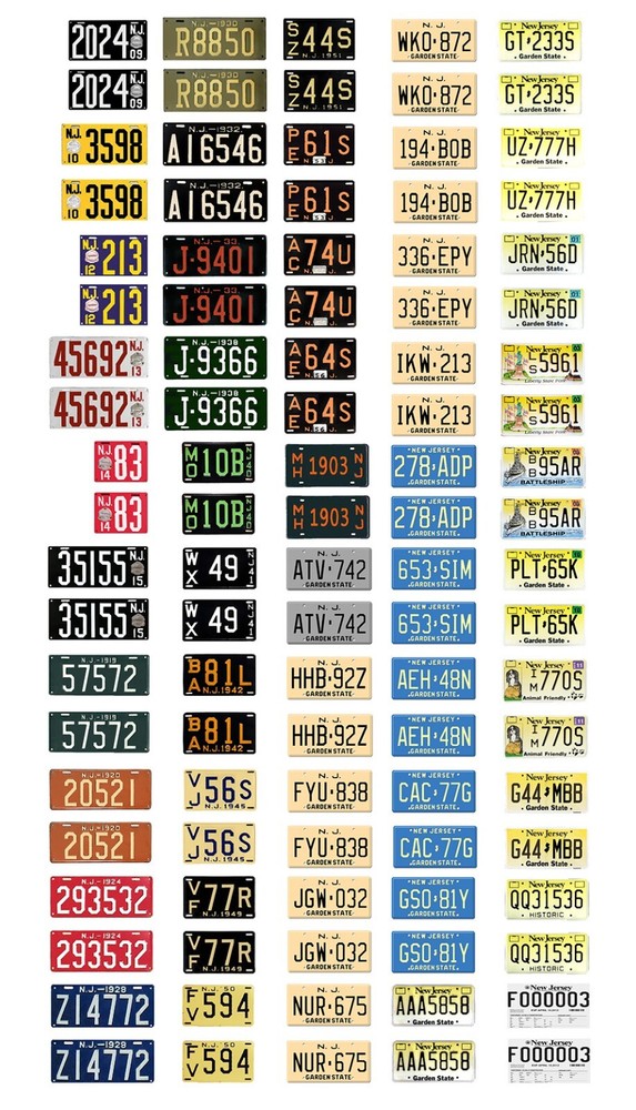 1/25 scale model car assorted USA New Jersey license plates state tags 1:25