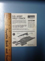1976 Monogram Snap Tite US Army Half Track Vehicle Model #1006 Instructions Only
