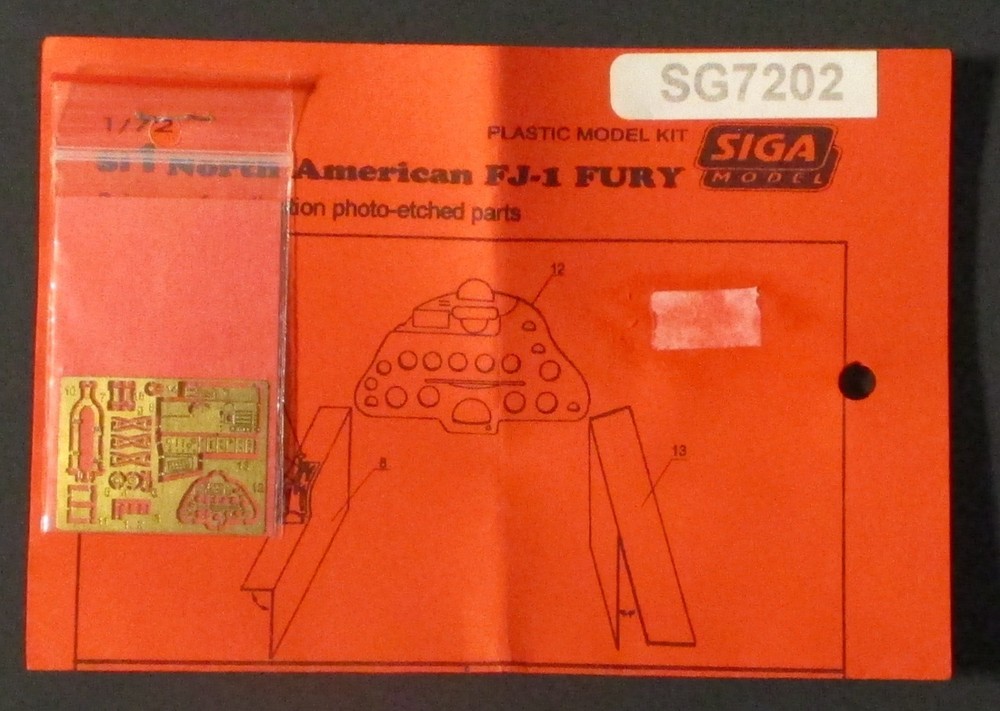 Siga Models 1/72nd Scale Fj-1 Fury PE Detail Set No. SGA7202