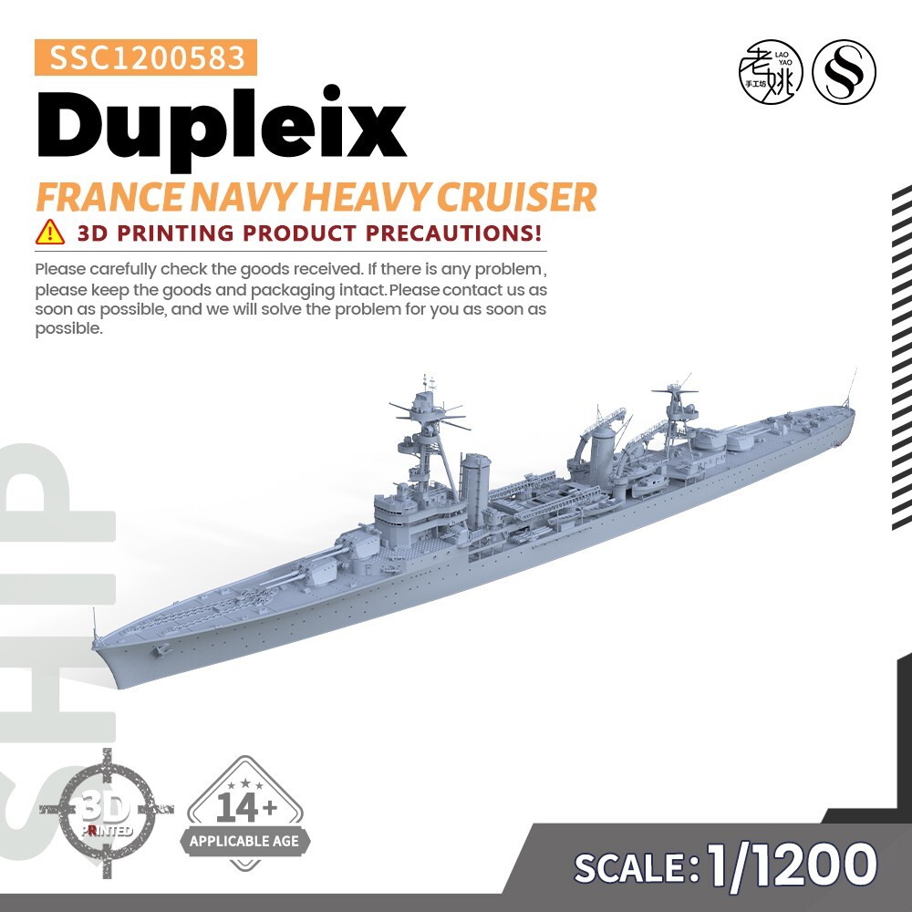 SSMODEL 583 1/1200 Military Model Kit France Navy Heavy Cruiser Dupleix