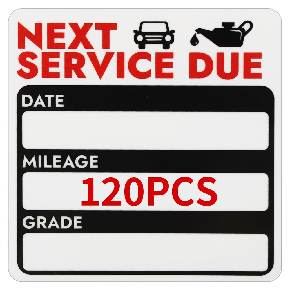 Mkobon 120 Pcs 2×2 Inches Oil Change Stickers, Next Service 2*2 inches, Black