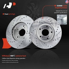A-Premium 11.10 in (282mm) Front Drilled and Slotted Disc Brake Rotors +