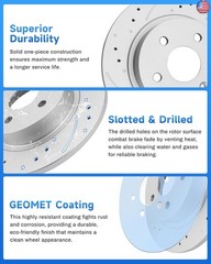 Anpulsero Rear Automotive Replacement Brake Kit, Drilled Slotted Brake Rotors +