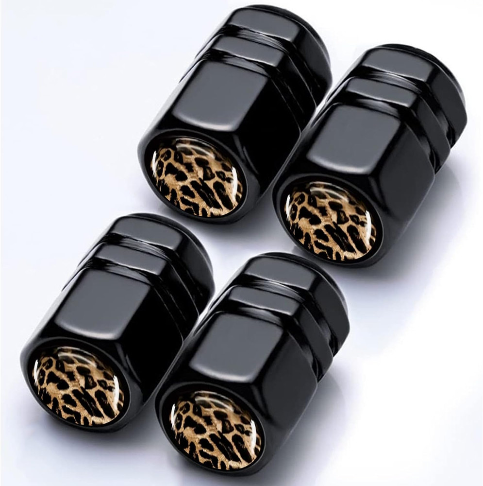 Tire Valve Stem Caps Leopard Car Accessories 4-Pack-Aluminum Alloy Rust-Proof Un