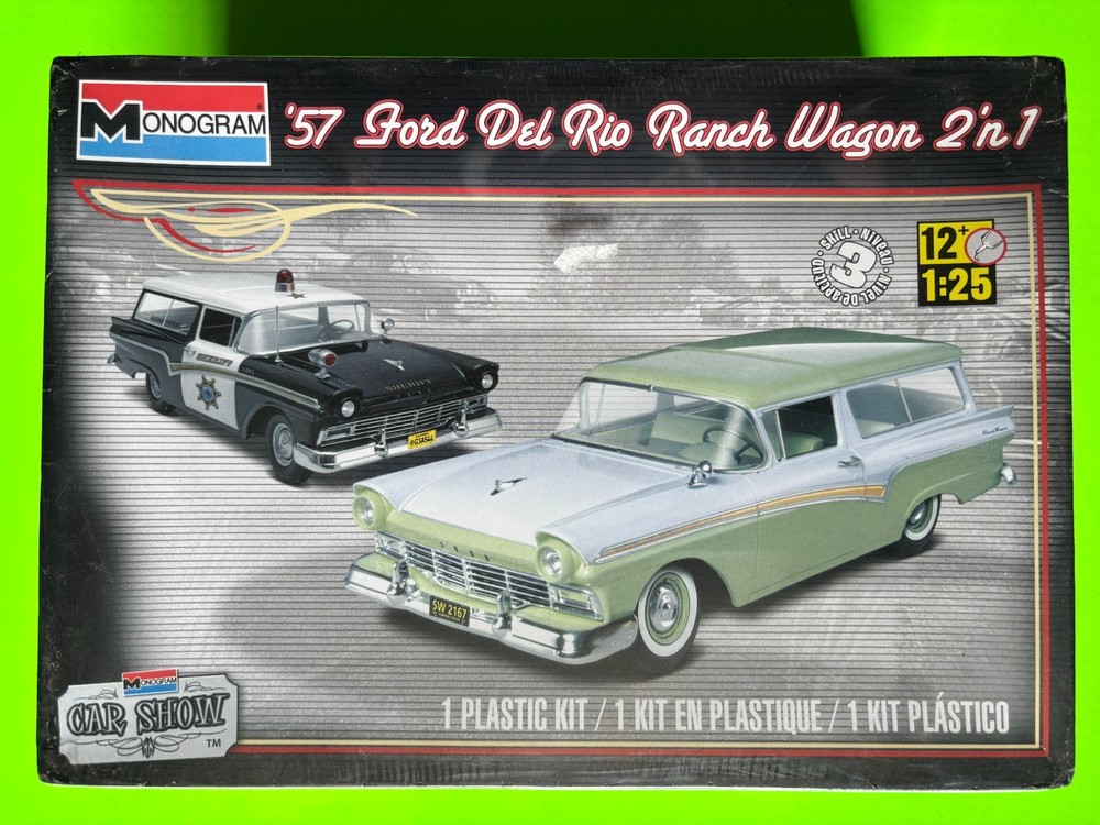 1957 FORD DEL RIO RANCH WAGON 2N1 MODEL KIT MONOGRAM 1/25 SCALE NEW SEALED LOOK!