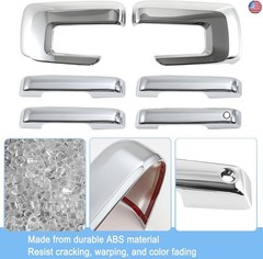 AUCERAMIC Chrome Mirror Caps +Door Handle Covers for Ford F150 2021 2022 2023